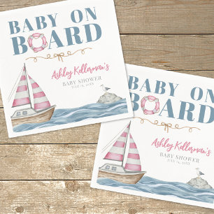 Rosa nautische Babyparty Serviette