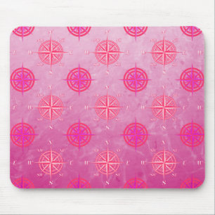 Rosa nautische Kompassrose Mousepad