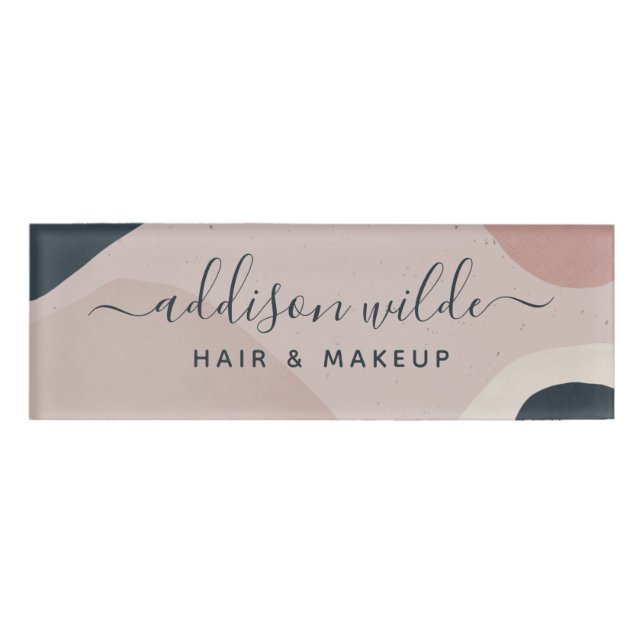 Rosa Navy Abstrakte Formen Moderne, neutral Namenschild (Vorderseite)