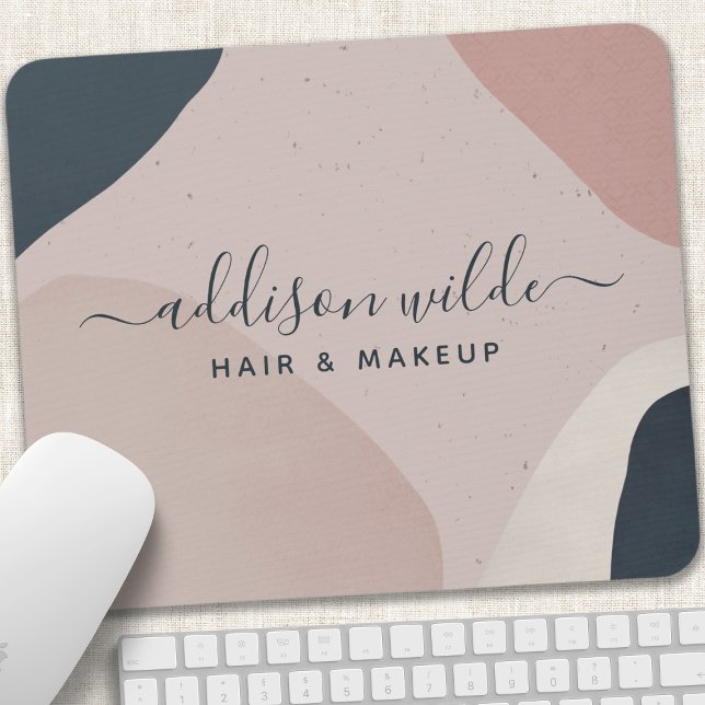 Rosa Navy Blau Moderne Abstrakte Formen neutral Mousepad (Von Creator hochgeladen)