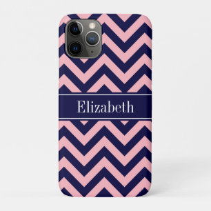Rosa, Navy Blue LG Monogram, Zickzack Navy Name Case-Mate iPhone Hülle
