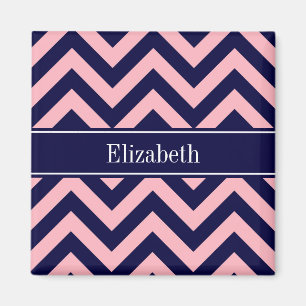 Rosa, Navy Blue LG Monogram, Zickzack Navy Name Magnet