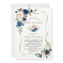 Rosa Navy Blumen Gold Bridal Tee Party