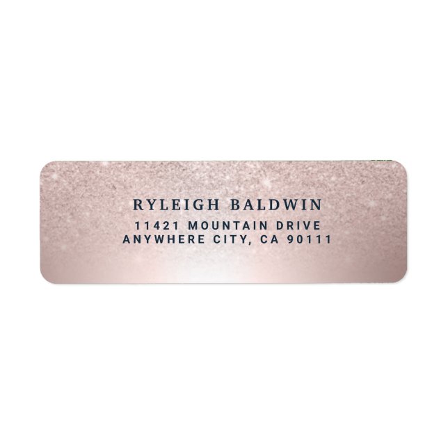 Rosa Navy Elegant Wedding Return Address Label (Vorne)