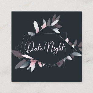 Rosa-Navy-Elegante-soft-Wasserfarbe-Date-Night-Kar Quadratische Visitenkarte