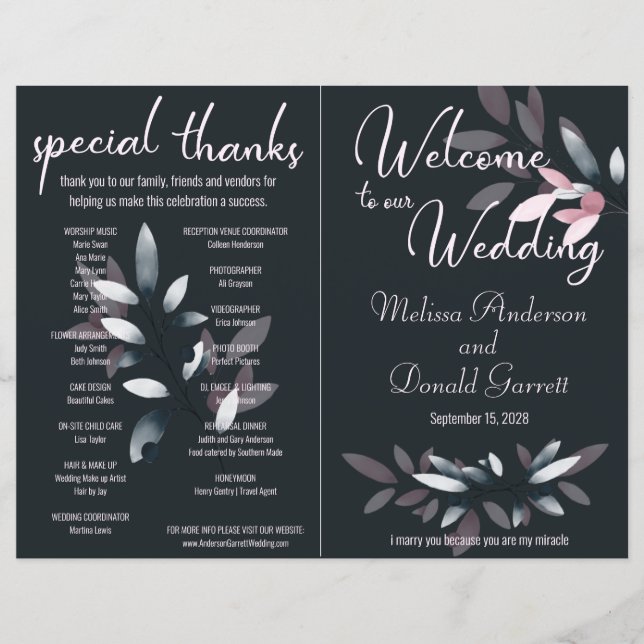 Rosa Navy elegantes Wasserfarbenprogramm geflochte (Vorderseite)