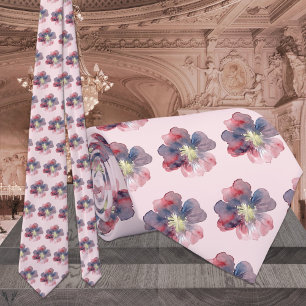 Rosa & Navy Flor Ever Watecolor Gemalte Hochzeit Krawatte