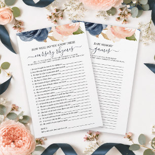 Rosa Navy Florale doppelseitige Babyparty-Spiele