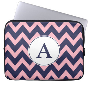 Rosa Navy Monogram Laptop Sleeve