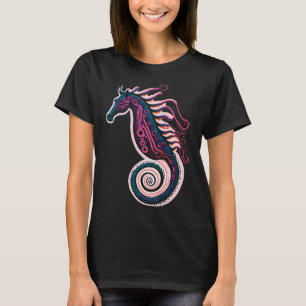 Rosa Navy-Seepferd für die Pferdemädchen T-Shirt