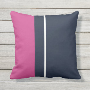 Rosa Navy und Weiß Strickte Modernes Kissen im Fr
