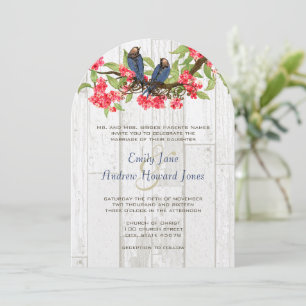 Rosa Navy Vintag Lovebird Barn Wood Einladung