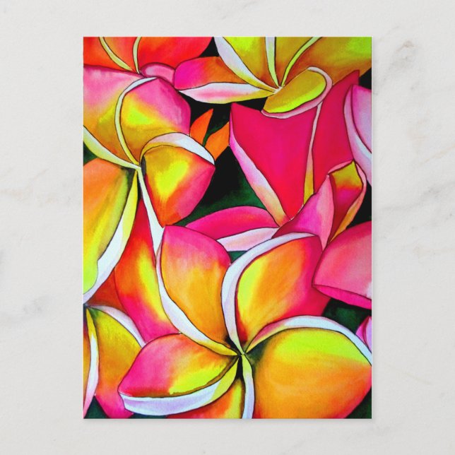 Rosa Nebel Frangipani Plumeria Beach Art Postkarte (Vorderseite)