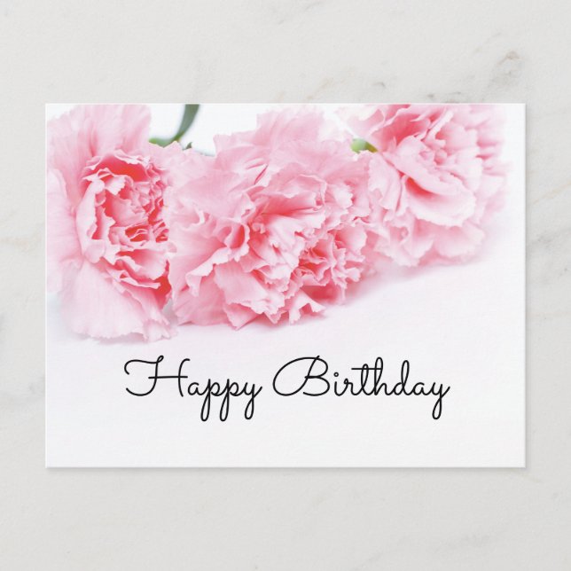 Rosa Nelke Blume Happy Birthday Postkarte (Vorderseite)