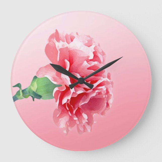 Rosa Nelke Große Wanduhr (Vorderseite)