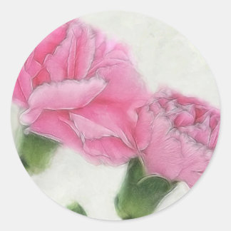 Rosa Nelken 3 Runder Aufkleber