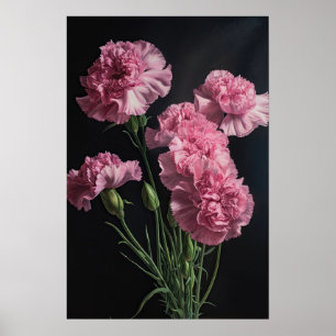 Rosa Nelken Blume Art Print Poster