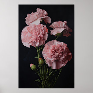 Rosa Nelken Blume Art Print Poster