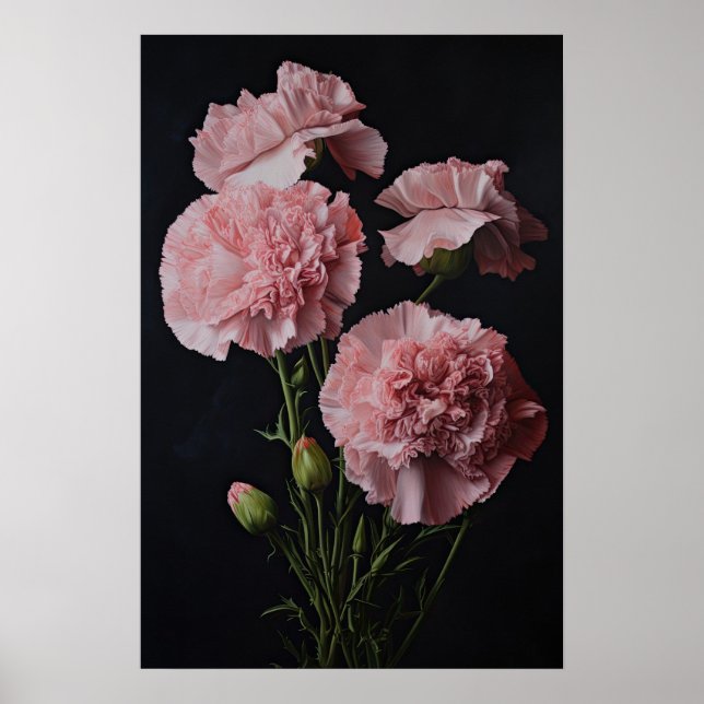 Rosa Nelken Blume Art Print Poster (Vorne)
