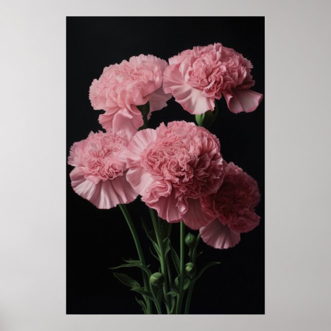 Rosa Nelken Blume Art Print Poster (Vorne)