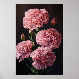 Rosa Nelken Blume Art Print Poster