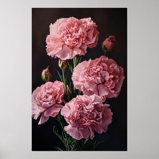 Rosa Nelken Blume Art Print Poster (Vorne)