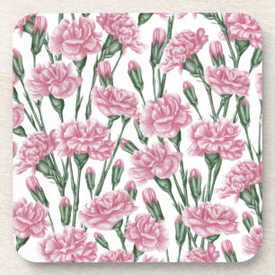 Rosa Nelken Blume  Getränkeuntersetzer