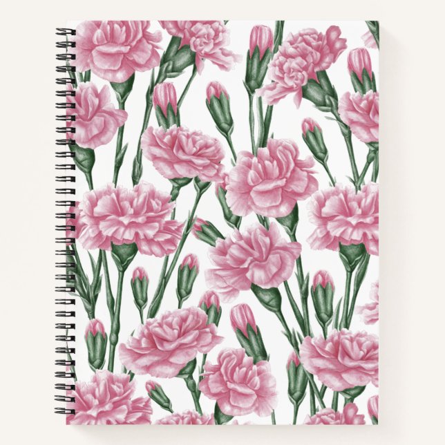 Rosa Nelken Blume  Notizbuch (Vorderseite)