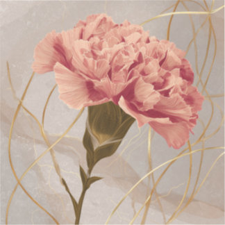 Rosa Nelken-Blumen-Gold Aufkleber