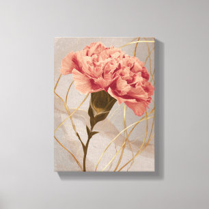 Rosa Nelken-Blumen-Gold Leinwanddruck