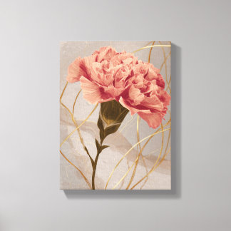 Rosa Nelken-Blumen-Gold Leinwanddruck