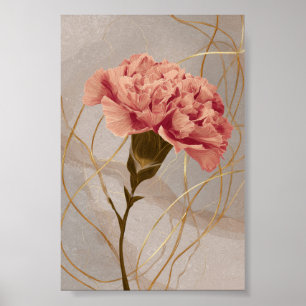 Rosa Nelken-Blumen-Gold Poster