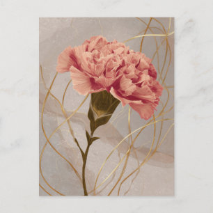 Rosa Nelken-Blumen-Gold Postkarte