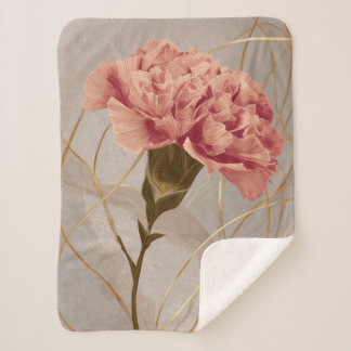 Rosa Nelken Floral Gold Sherpadecke