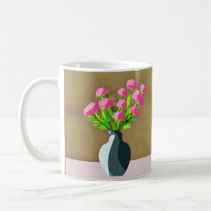 Rosa Nelken in der Vase Moderne Kunst Kaffeetasse