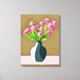Rosa Nelken in der Vase Moderne Kunst Leinwanddruck
