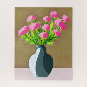 Rosa Nelken in der Vase Moderne Kunst Puzzle