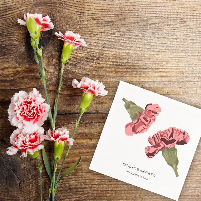 Rosa Nelken Luxe Moderne Blumenhochzeit Serviette (Von Creator hochgeladen)