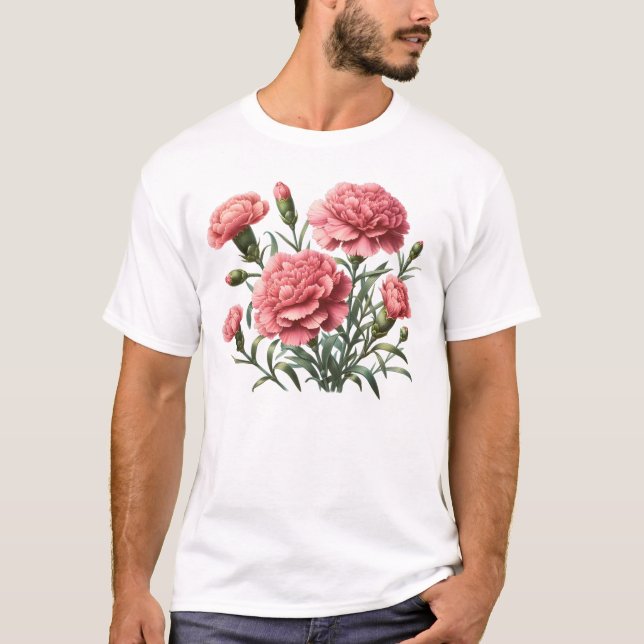 Rosa Nelken schwarz T-Shirt (Vorderseite)