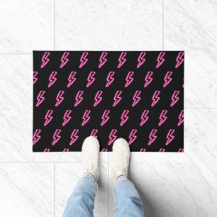 Rosa Neon-Blitz-Muster Fußmatte