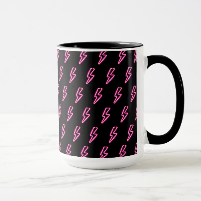Rosa Neon-Blitz-Muster Tasse (Rechts)