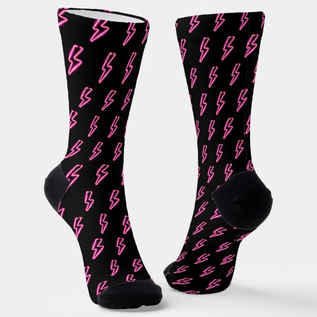 Rosa Neon-Blitzmuster Socken (Gewinkelt)