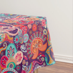 Rosa Neon Paisley Blumenmuster Tischdecke