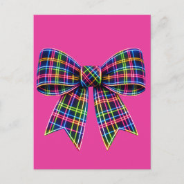 Rosa Neon-Schleife Tartan-Band Schottland Süß Postkarte