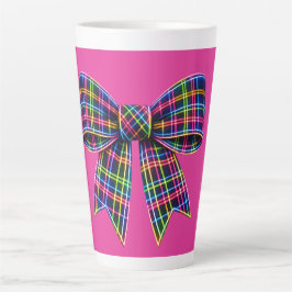 Rosa Neon-Schleife Tartanband Schottisch Süß Milchtasse