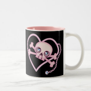 Rosa Neon Skull Zweifarbige Tasse