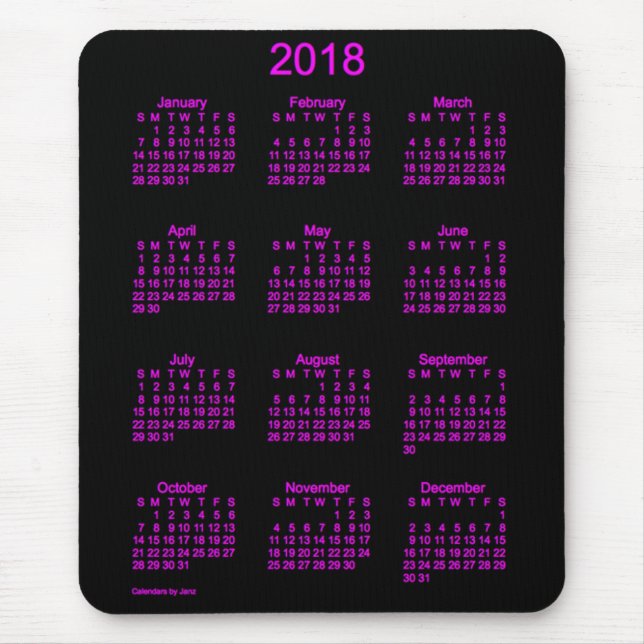 Rosa Neonkalender 2018 durch Janz Mausunterlage Mousepad (Vorne)