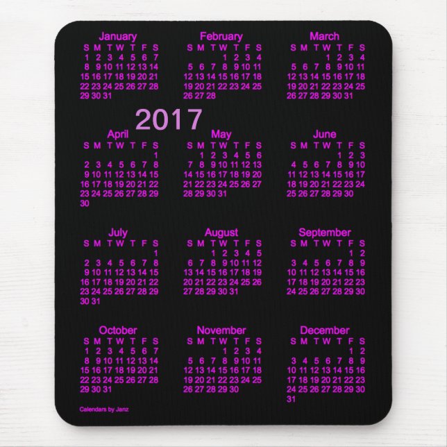 Rosa Neonkalender des Großdruck-2017 durch Janz Mousepad (Vorne)