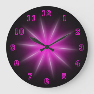 Rosa Neonstern 10,75" Große Wanduhr