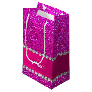Rosa Neonstreifen des heißen Rosas des Glitters Kleine Geschenktüte